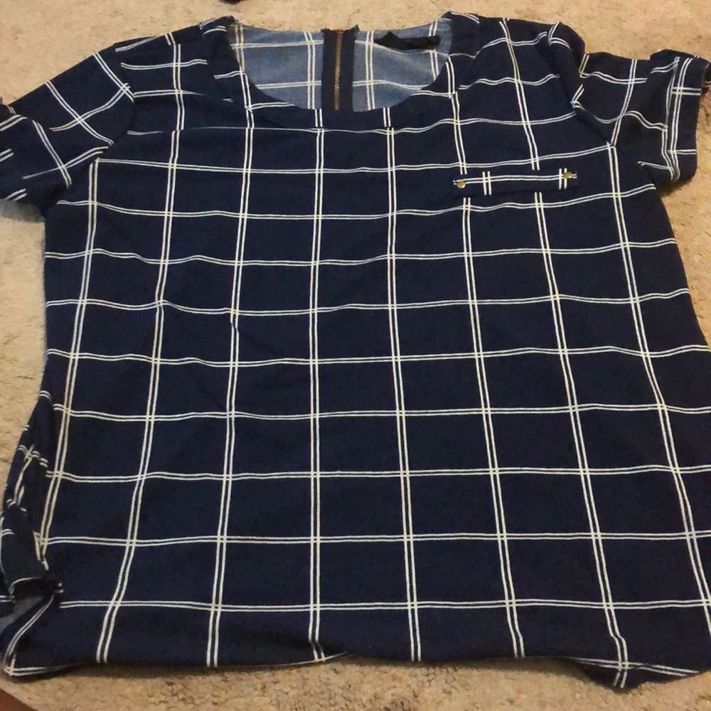 Striped navy blue and white semi formal shirt